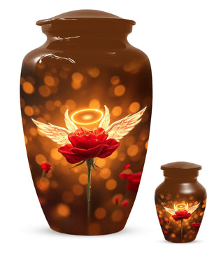 Angel Wings Rose Cremation Urns for Mom – Custom Funeral Urn for Women