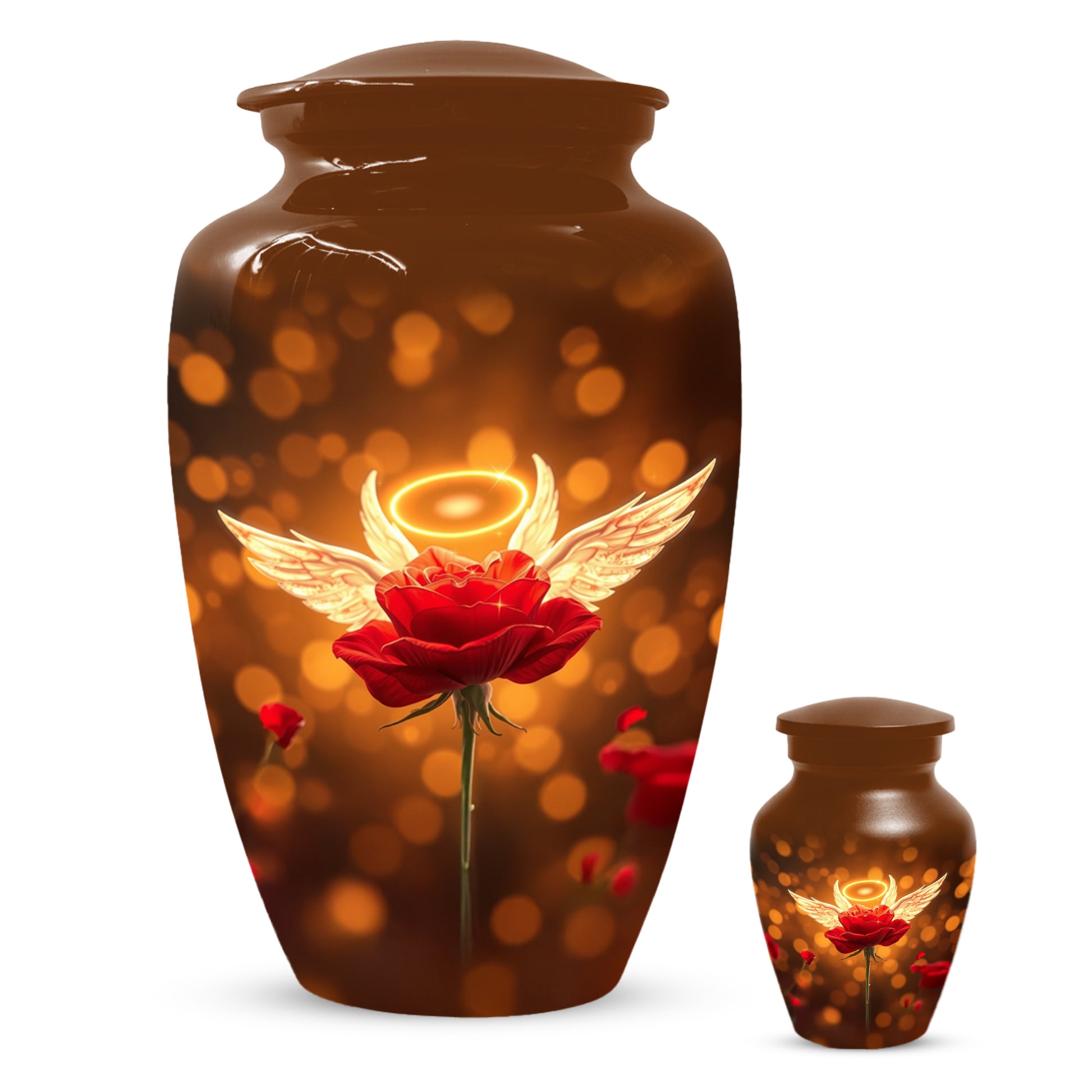 Angel Wings Rose Cremation Urns for Mom – Custom Funeral Urn for Women