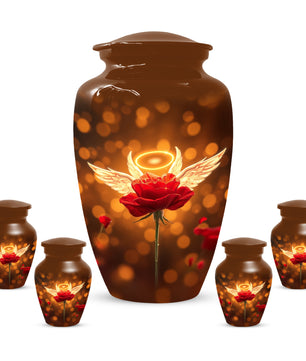 Angel Wings Rose Cremation Urns for Mom – Custom Funeral Urn for Women