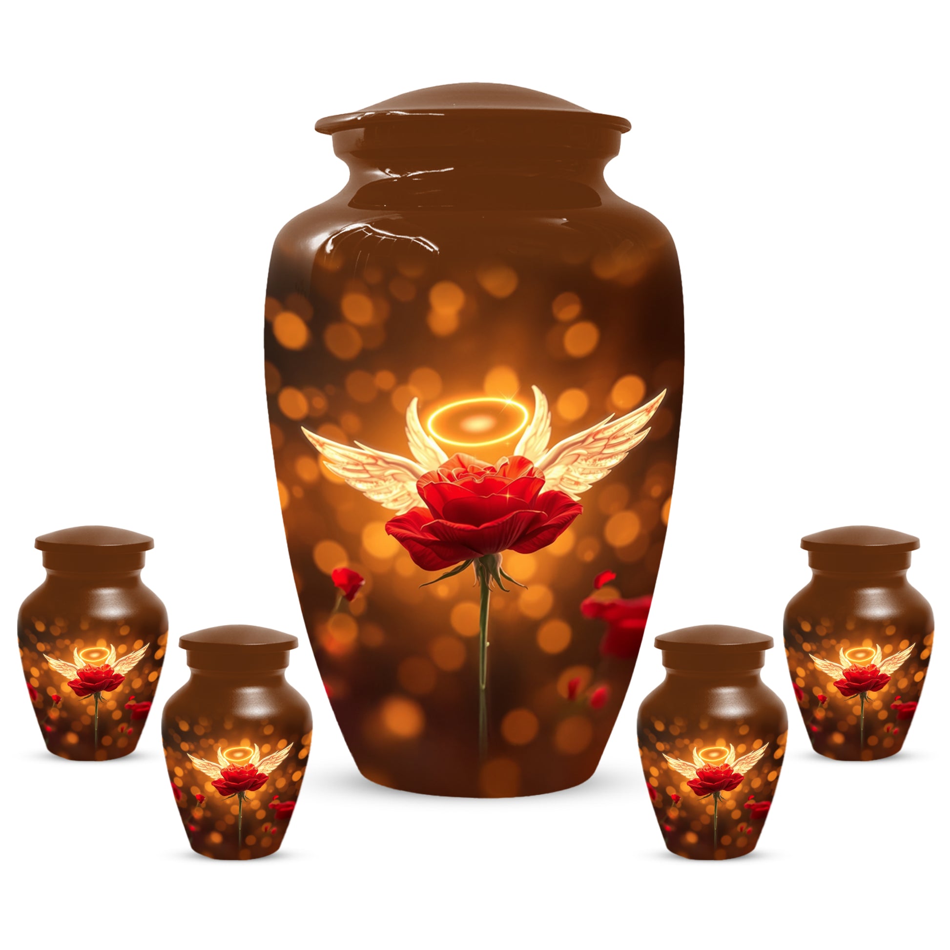 Angel Wings Rose Cremation Urns for Mom – Custom Funeral Urn for Women