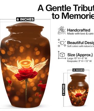 Angel Wings Rose Cremation Urns for Mom – Custom Funeral Urn for Women