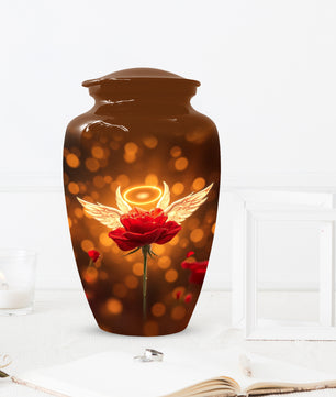 Angel Wings Rose Cremation Urns for Mom – Custom Funeral Urn for Women