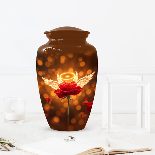 Angel Wings Rose Cremation Urns for Mom – Custom Funeral Urn for Women