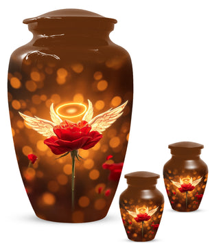 Angel Wings Rose Cremation Urns for Mom – Custom Funeral Urn for Women