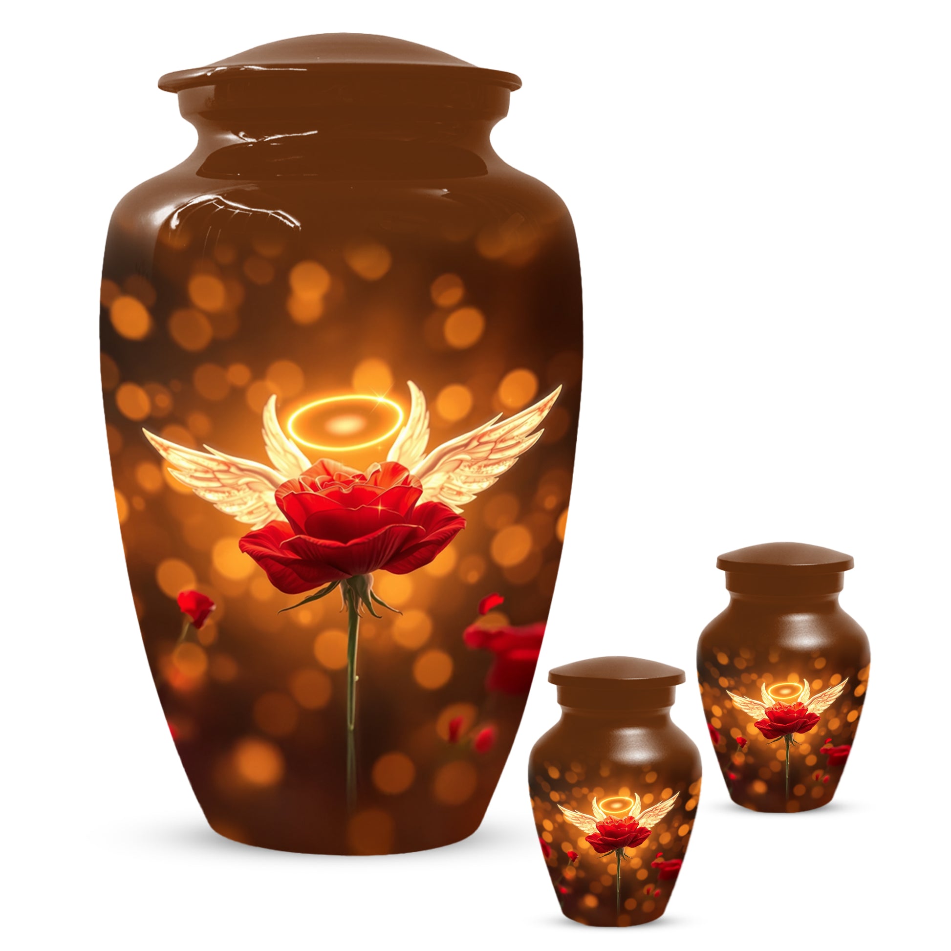 Angel Wings Rose Cremation Urns for Mom – Custom Funeral Urn for Women
