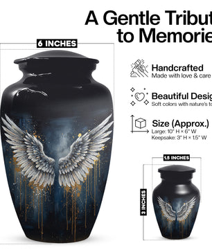 Gold Angel Wing Urn for Adult Ashes | Elegant Adult Cremation Urn & Memorial