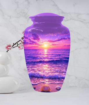 Personalized Ocean Sunset Cremation Urn | Adult, Large, Mini & Keepsake Urn for Human Ashes