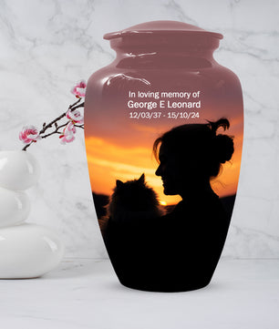 Personalized Cat Urn for Ashes | Custom Metal Pet Memoria