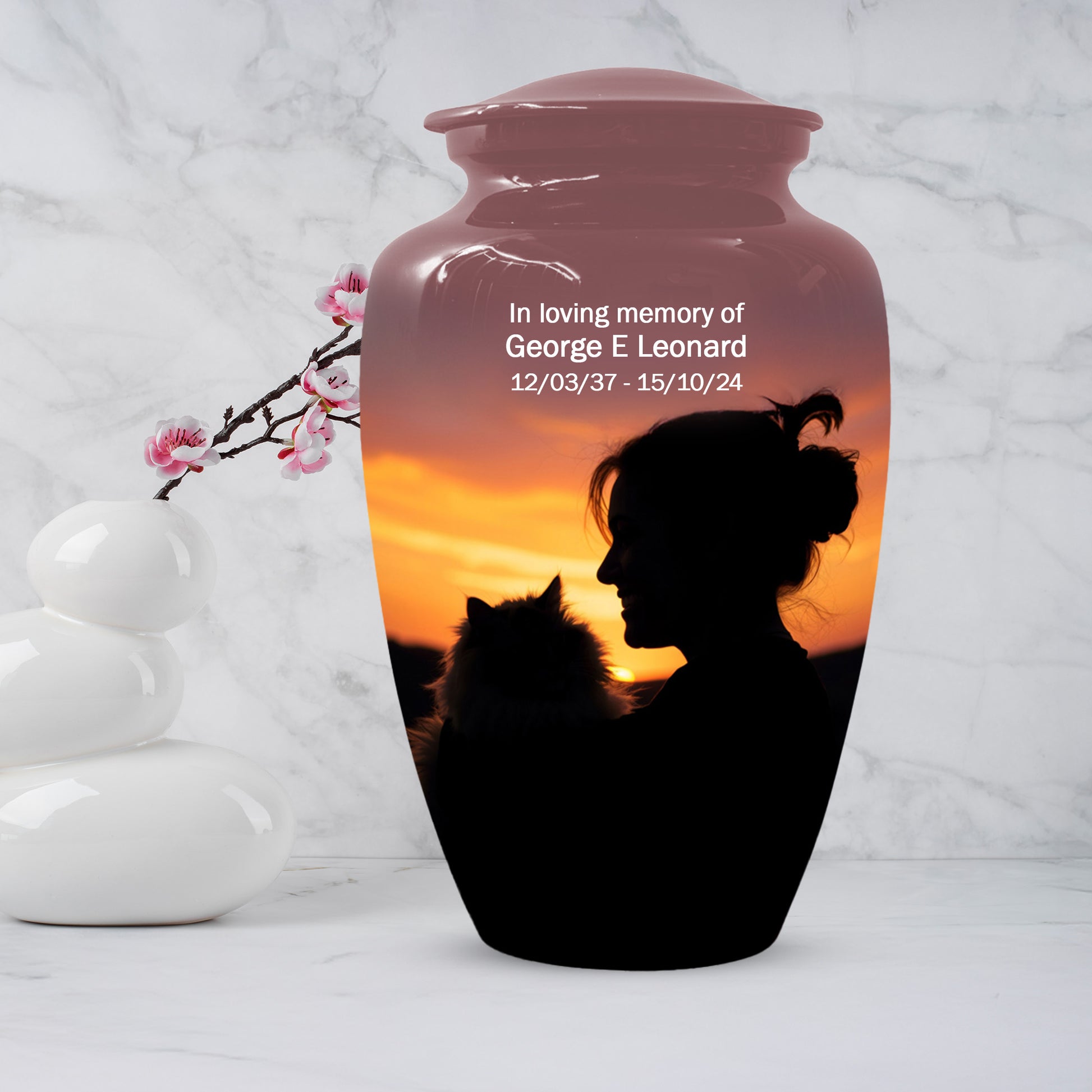 Personalized Cat Urn for Ashes | Custom Metal Pet Memoria
