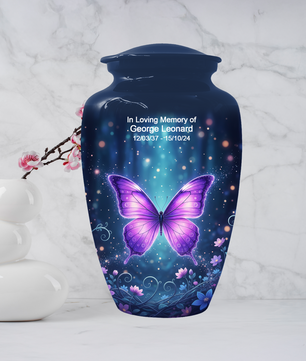 Purple Butterfly Urn for Ashes, Custom Butterfly Cremation Urn