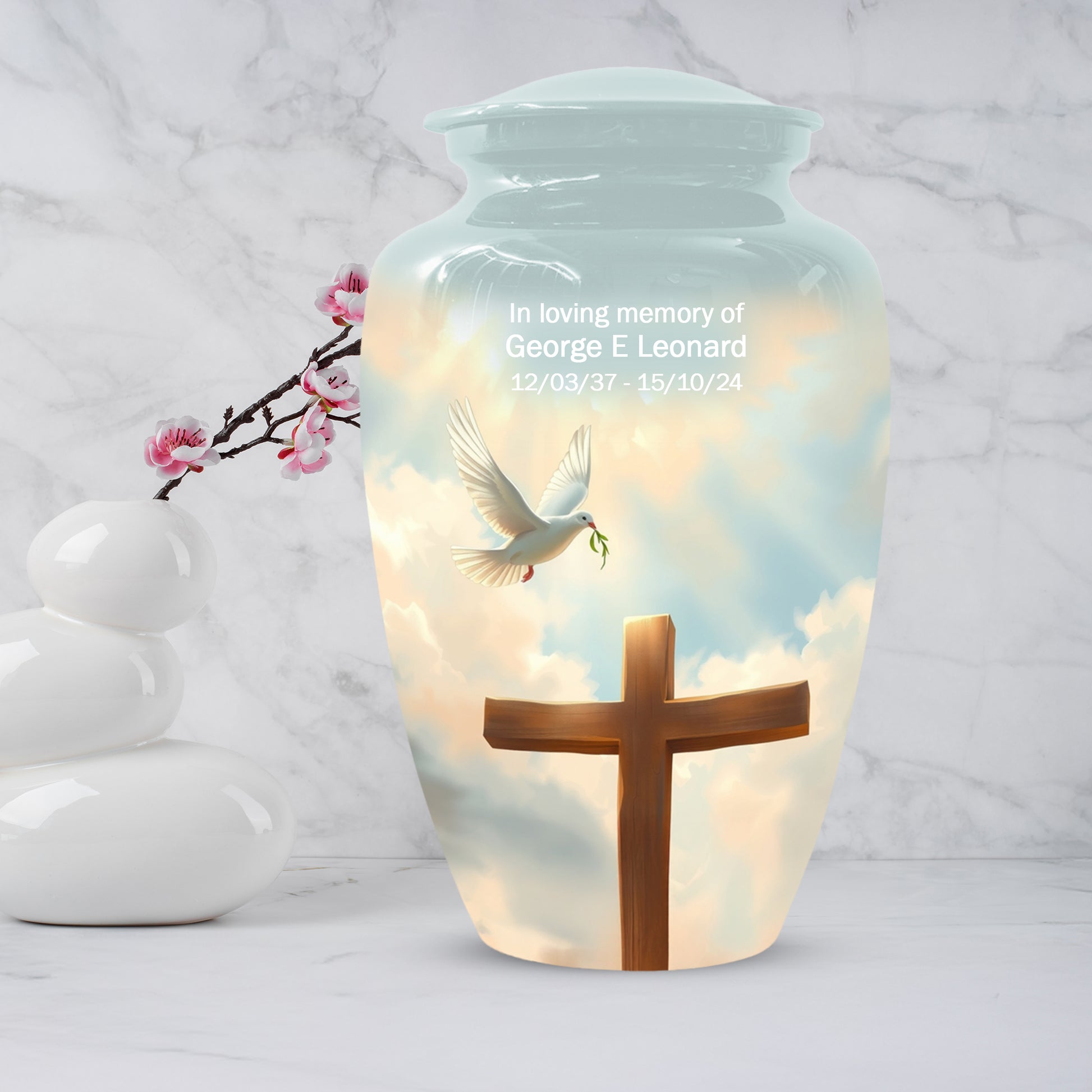 Christian Cross Cremation Urn for Mom – Dove Memorial Urn for Ashes