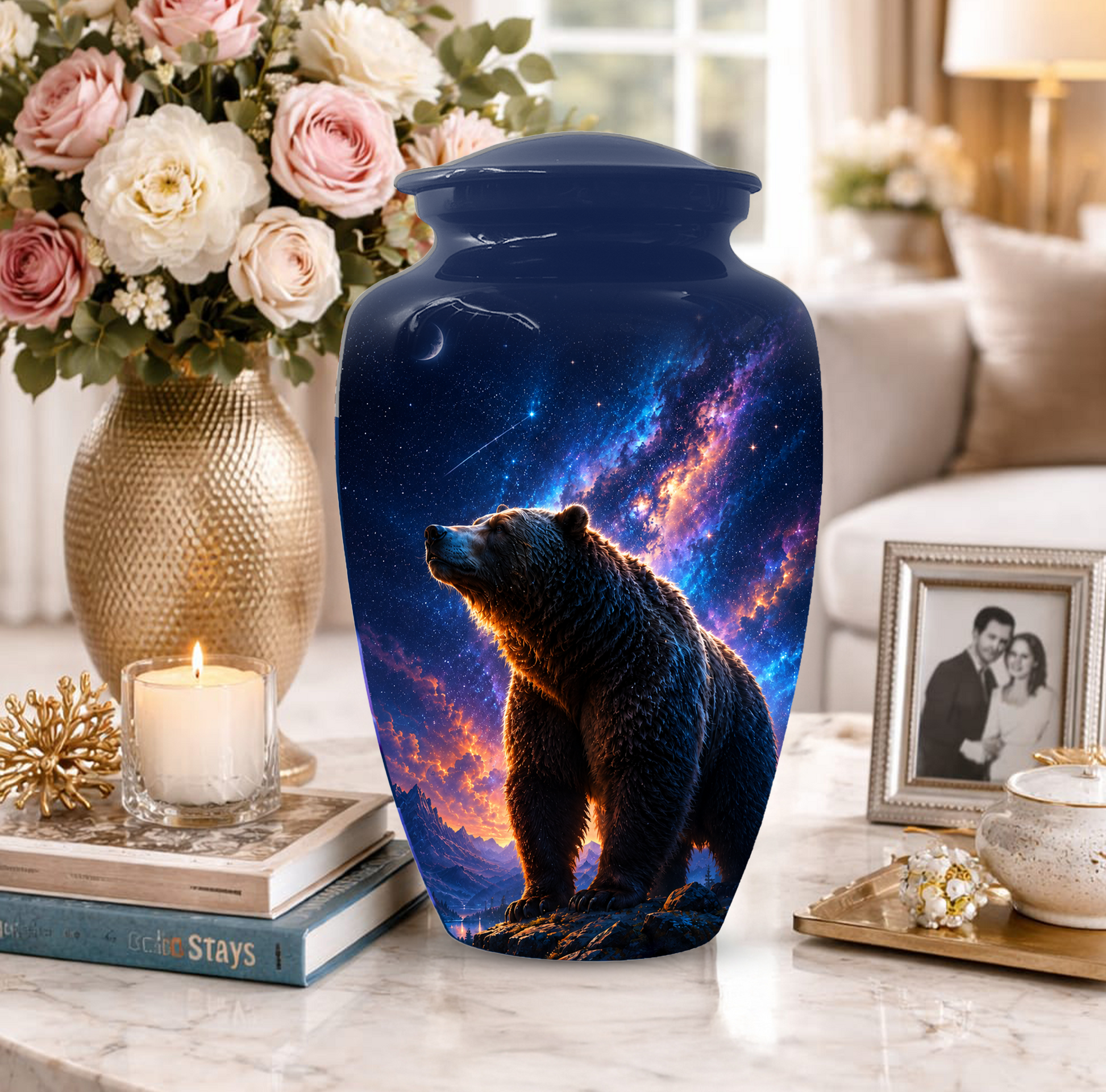 Bear Cremation Urn for Dad Ashes - Wildlife Memorial Extra Large Keepsake Urns