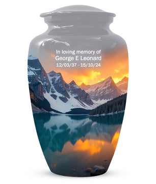 Mountain Lake Sunset Adult Urn for Human Ashes | Scenic Adult Cremation Urn