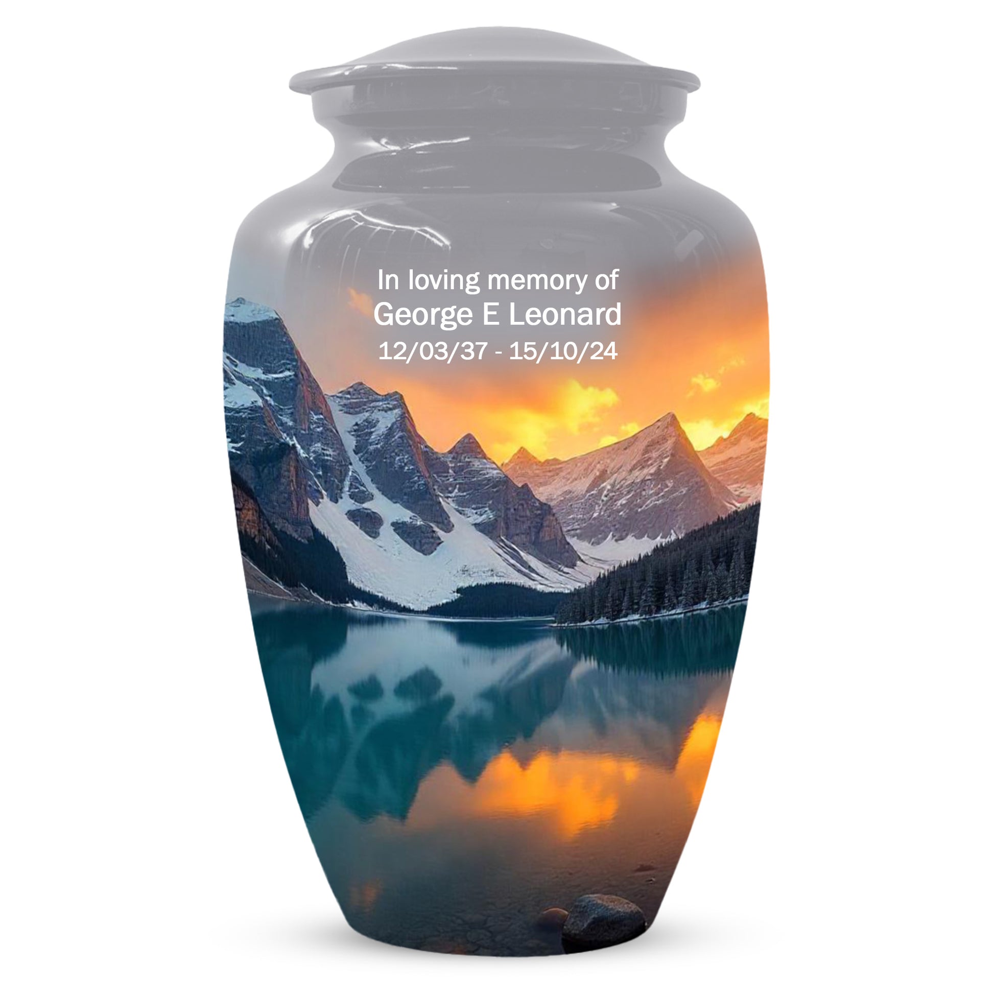 Mountain Lake Sunset Adult Urn for Human Ashes | Scenic Adult Cremation Urn