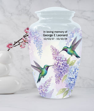Hummingbird Floral Adult Urn for Human Ashes | Personalized Adult Cremation Urn