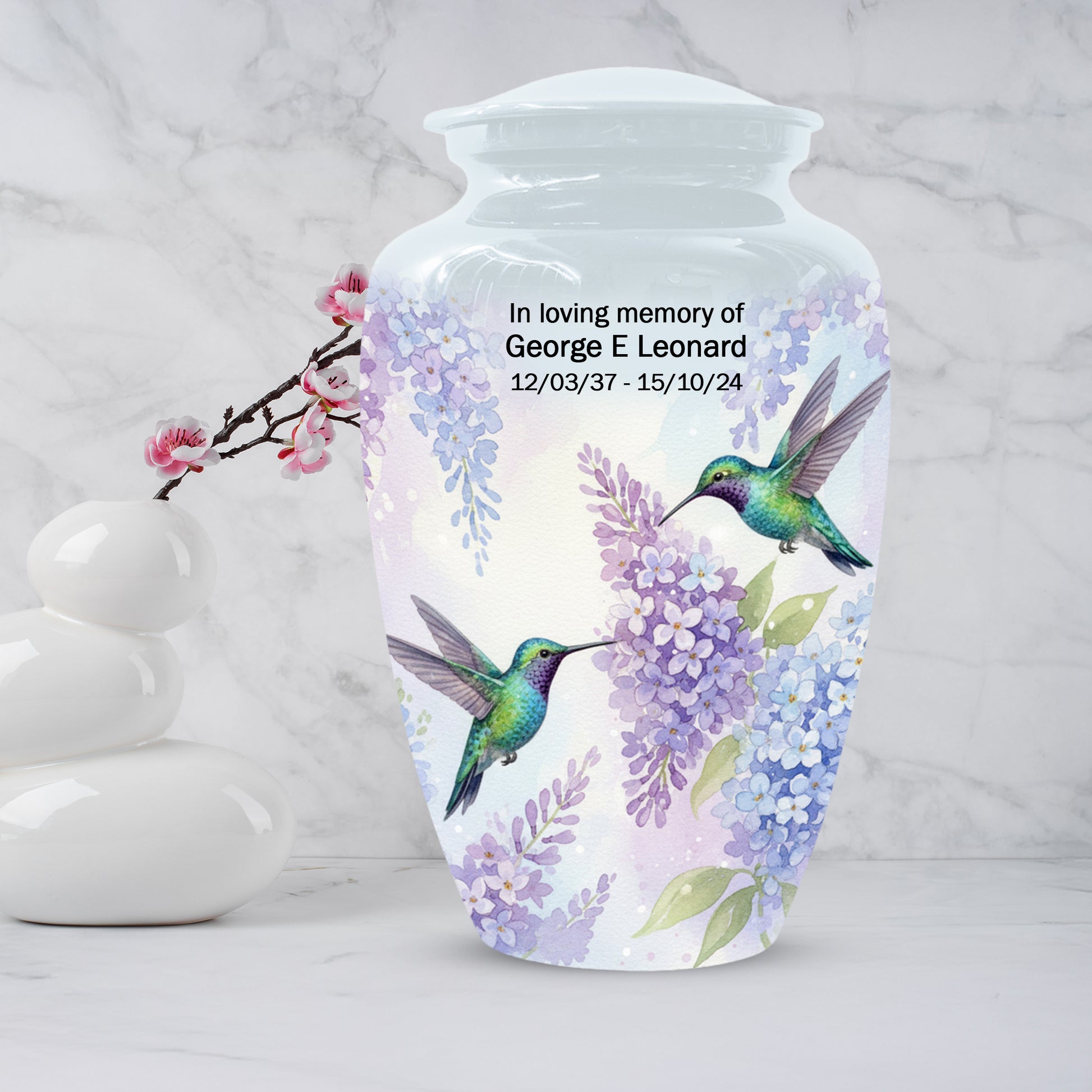 Hummingbird Floral Adult Urn for Human Ashes | Personalized Adult Cremation Urn