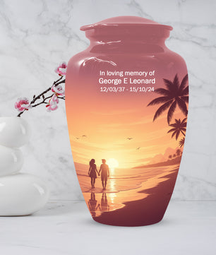 Beach Sunset Cremation Urn for Human Ashes | Personalized Adult Urn, Ocean Theme Urn & Beach Keepsake Urn