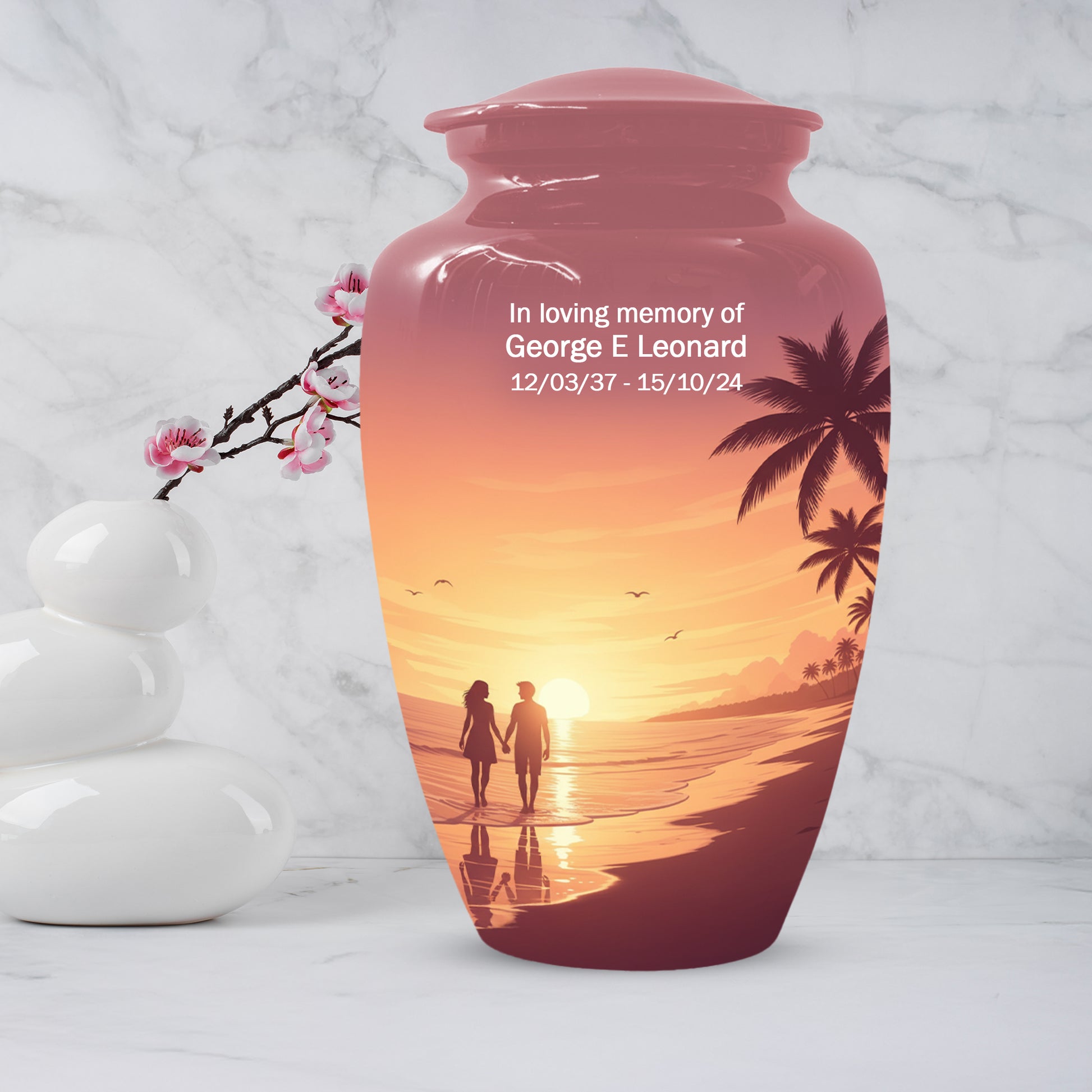 Beach Sunset Cremation Urn for Human Ashes | Personalized Adult Urn, Ocean Theme Urn & Beach Keepsake Urn