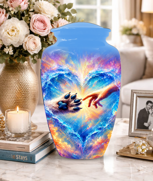 Rainbow Bridge Paw Print Cremation Urn -Dog Memorial Keepsake Urns for Ashes