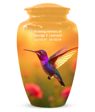 Golden Hummingbird Sunset Adult Urn for Human Ashes | Elegant Adult Cremation Urn