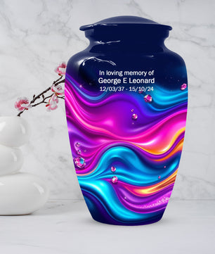 Abstract Wave Urn for Dad – Custom Keepsake Cremation Urn for Ashes