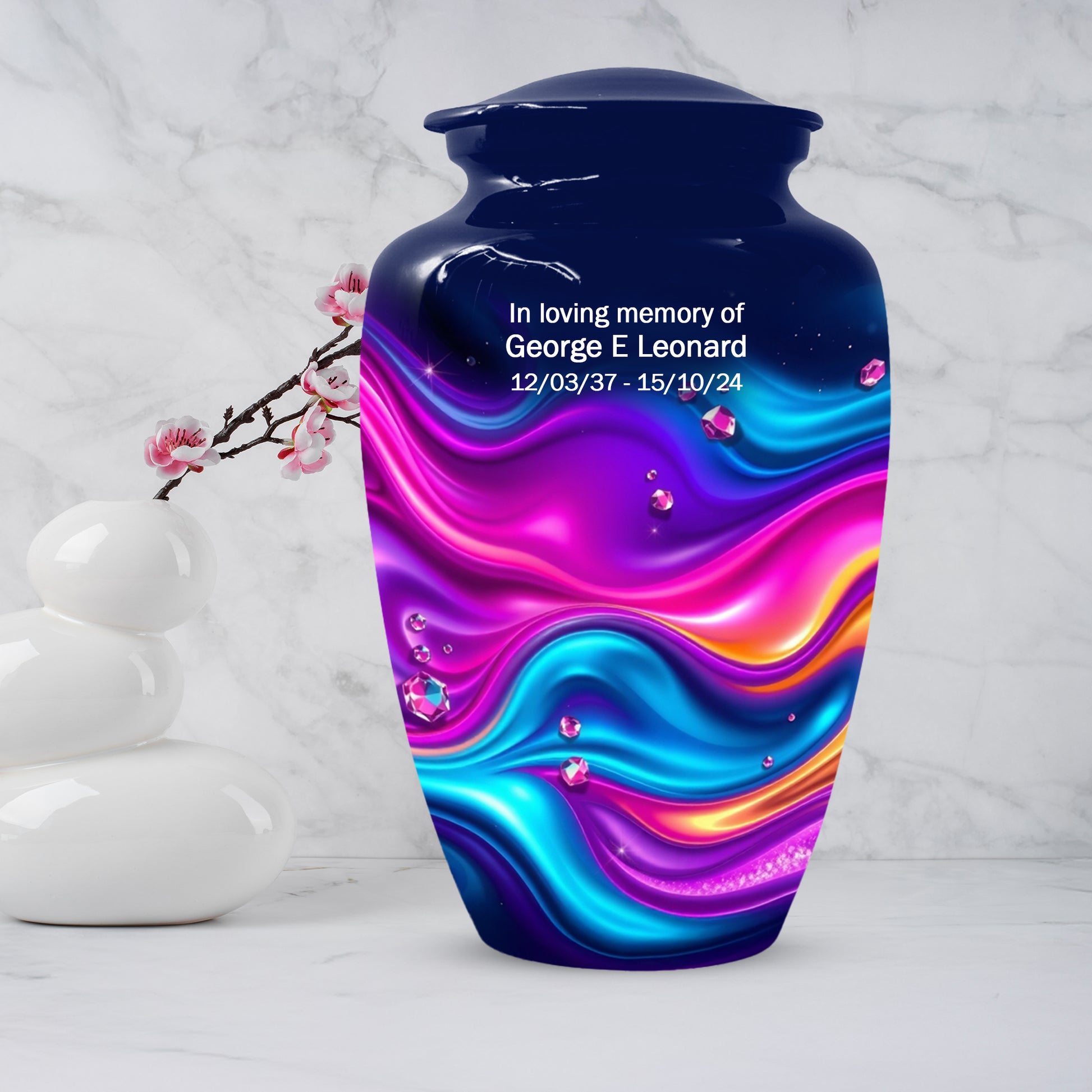 Abstract Wave Urn for Dad – Custom Keepsake Cremation Urn for Ashes