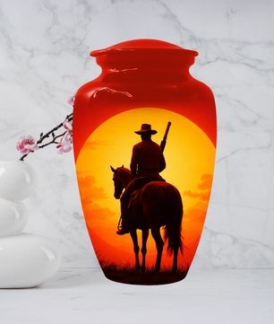 Cowboy Urn for Ashes | Western Horse Cremation Urn for Dad | Custom Funeral Cremation Urn for Men