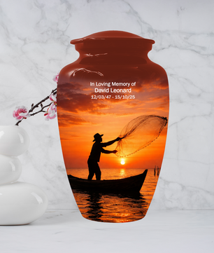 Personalized Fishing Urn for Ashes | Gone Fishing Memorial Urn