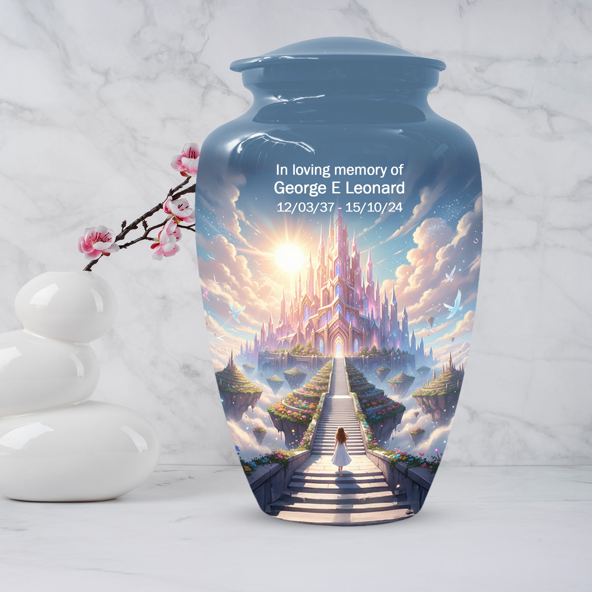 Heaven Stairway Urn for Mom – Custom Angel Memorial Cremation Urn for Ashes