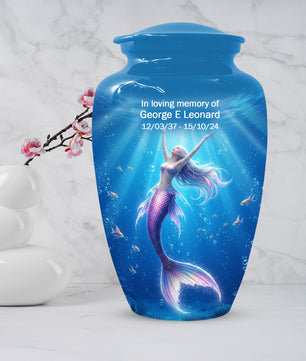 Ocean Mermaid Urn for Mom – Personalized  Memorial Urns for Female