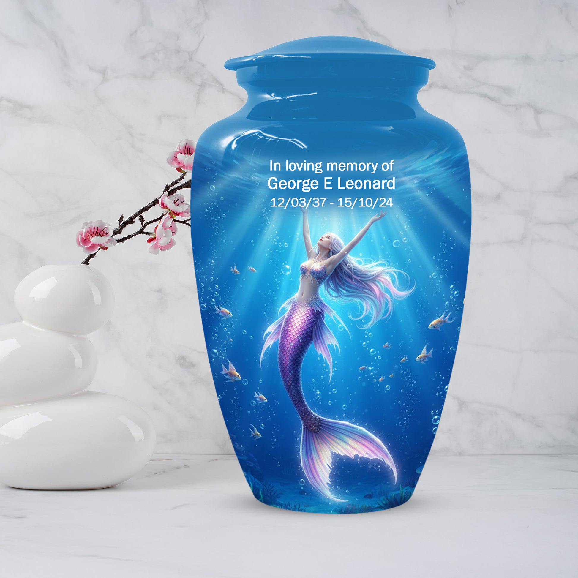 Ocean Mermaid Urn for Mom – Personalized  Memorial Urns for Female