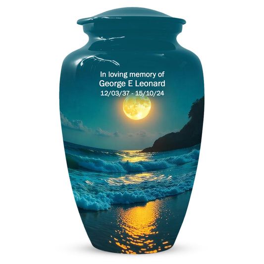 Ocean Moon Cremation Urn for Adult Ashes | Peaceful Beach Memorial Urn