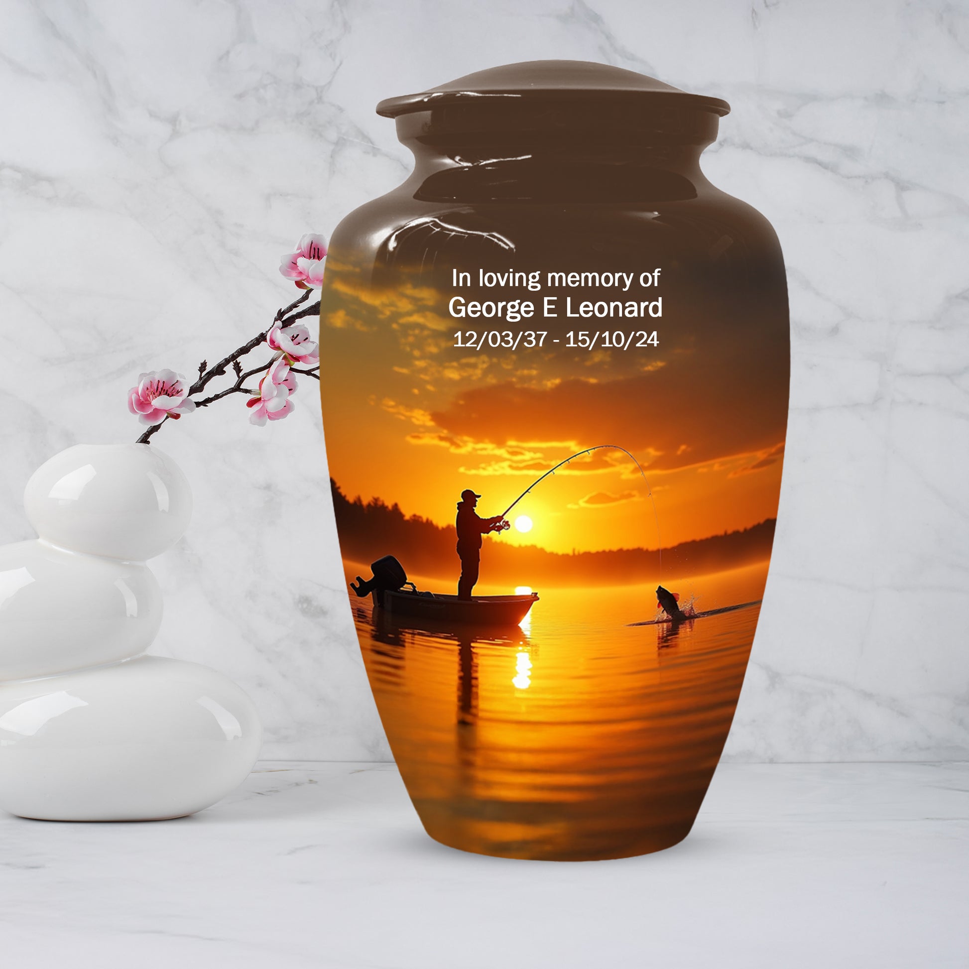 Fishing Urn for Human Ashes | Gone Fishing Cremation Urn for Dad