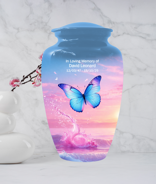 Butterfly Cremation Urn for Ashes | Blue Butterfly Memorial Urn for Mom