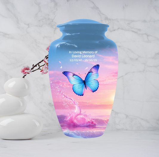 Butterfly Cremation Urn for Ashes | Blue Butterfly Memorial Urn for Mom