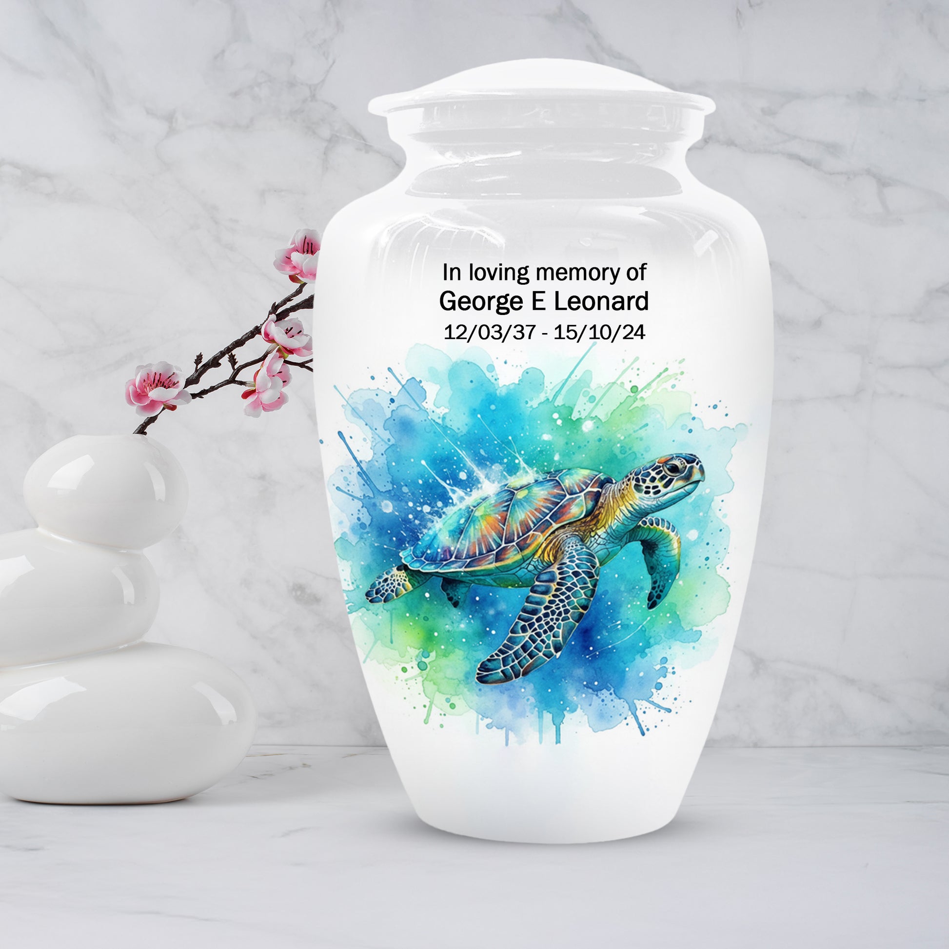 Turtle Urn for Human Ashes | Peaceful Turtle Adult Cremation Urn & Nature Memorial