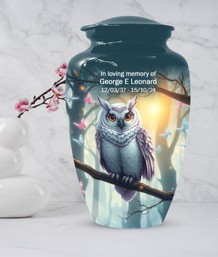 Personalized Owl Urn for Mom – Custom Owl Cremation Urn for Ashes