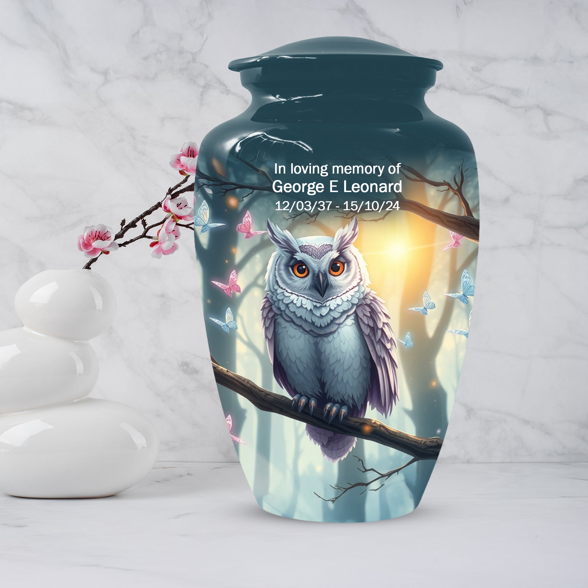 Personalized Owl Urn for Mom – Custom Owl Cremation Urn for Ashes