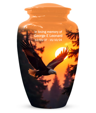 Eagle Sunset Urn for Human Ashes | Majestic Eagle Adult Cremation Urn | Sunset Memorial Funeral Urn