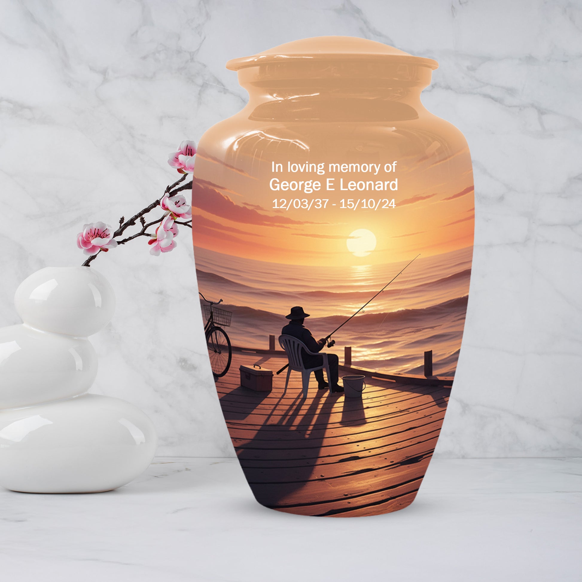 Beautiful Fishing Urn for Dad | Gone Fishing Cremation Urn for Adult & Male Ashes