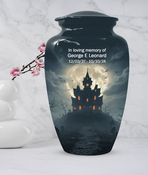 Gothic Haunted House Adult Urn for Human Ashes | Halloween Memorial Adult Cremation Urn for Ashes