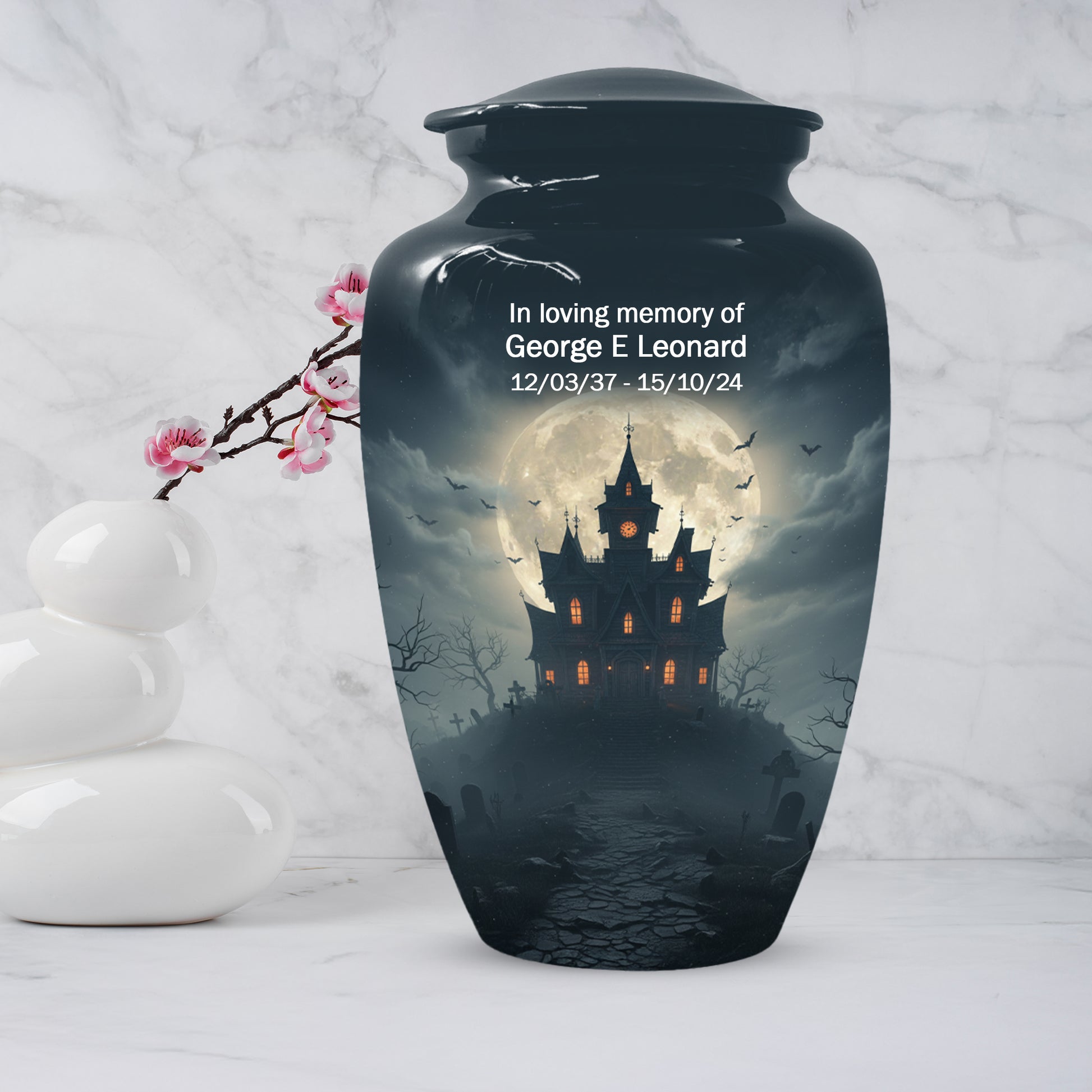Gothic Haunted House Adult Urn for Human Ashes | Halloween Memorial Adult Cremation Urn for Ashes