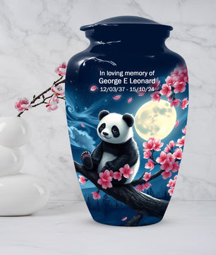 Panda Moon Urn for Ashes - Personalized Cherry Blossom Memorial for Mom | Cremation Urns for Mother