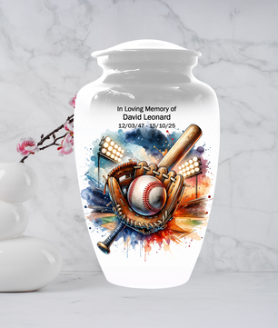 Personalized Baseball Urn for Ashes, Baseball Memorial Urn