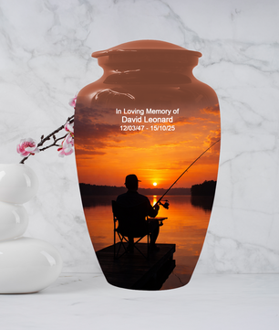 Fishing Cremation Urn for Dad | Personalized Gone Fishing Urn for Human Ashes