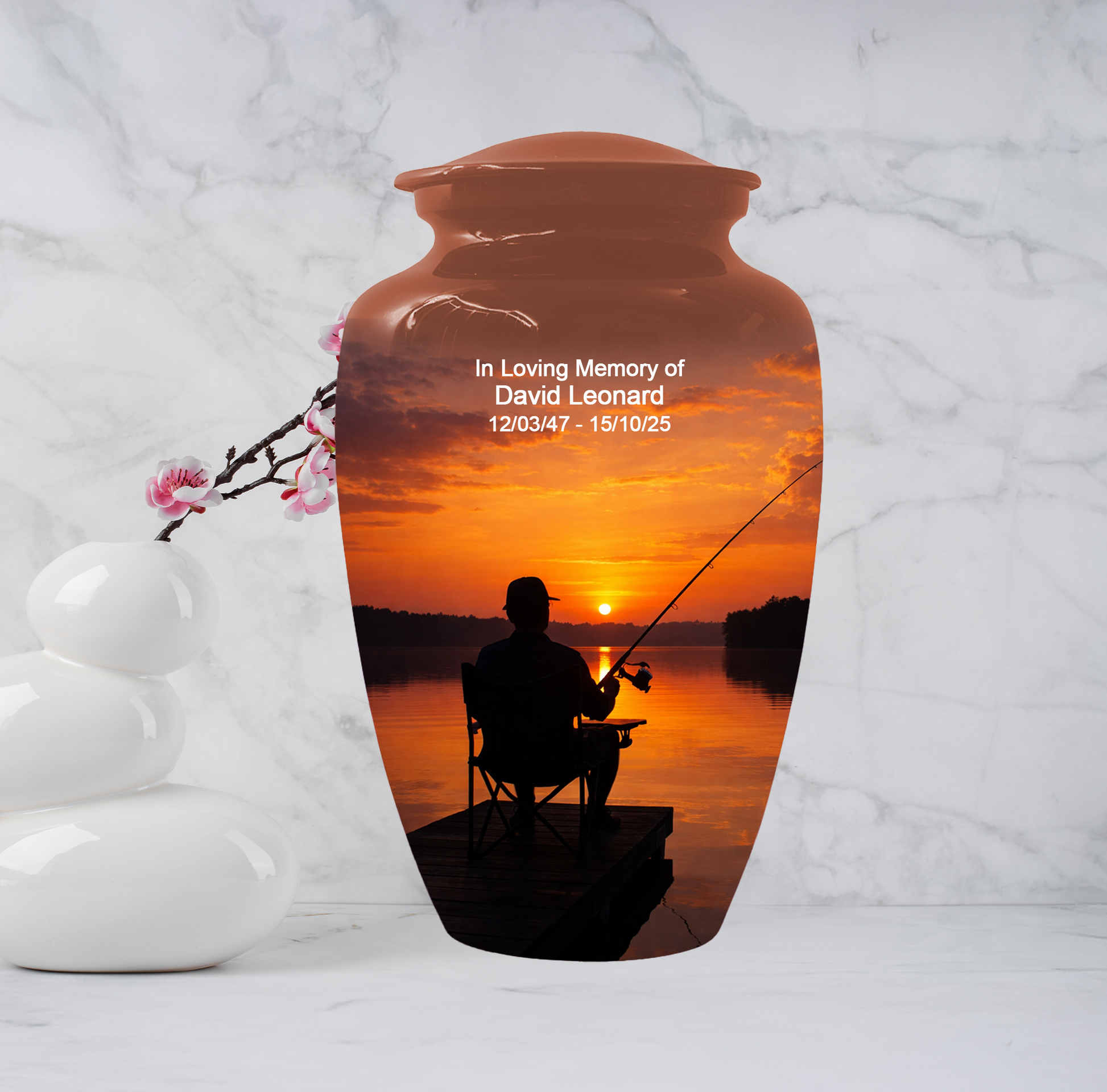 Fishing Cremation Urn for Dad | Personalized Gone Fishing Urn for Human Ashes