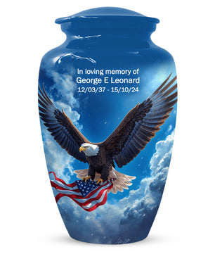 Patriotic Eagle Urn for Human Ashes | Flying Bald Eagle Adult Cremation Urn