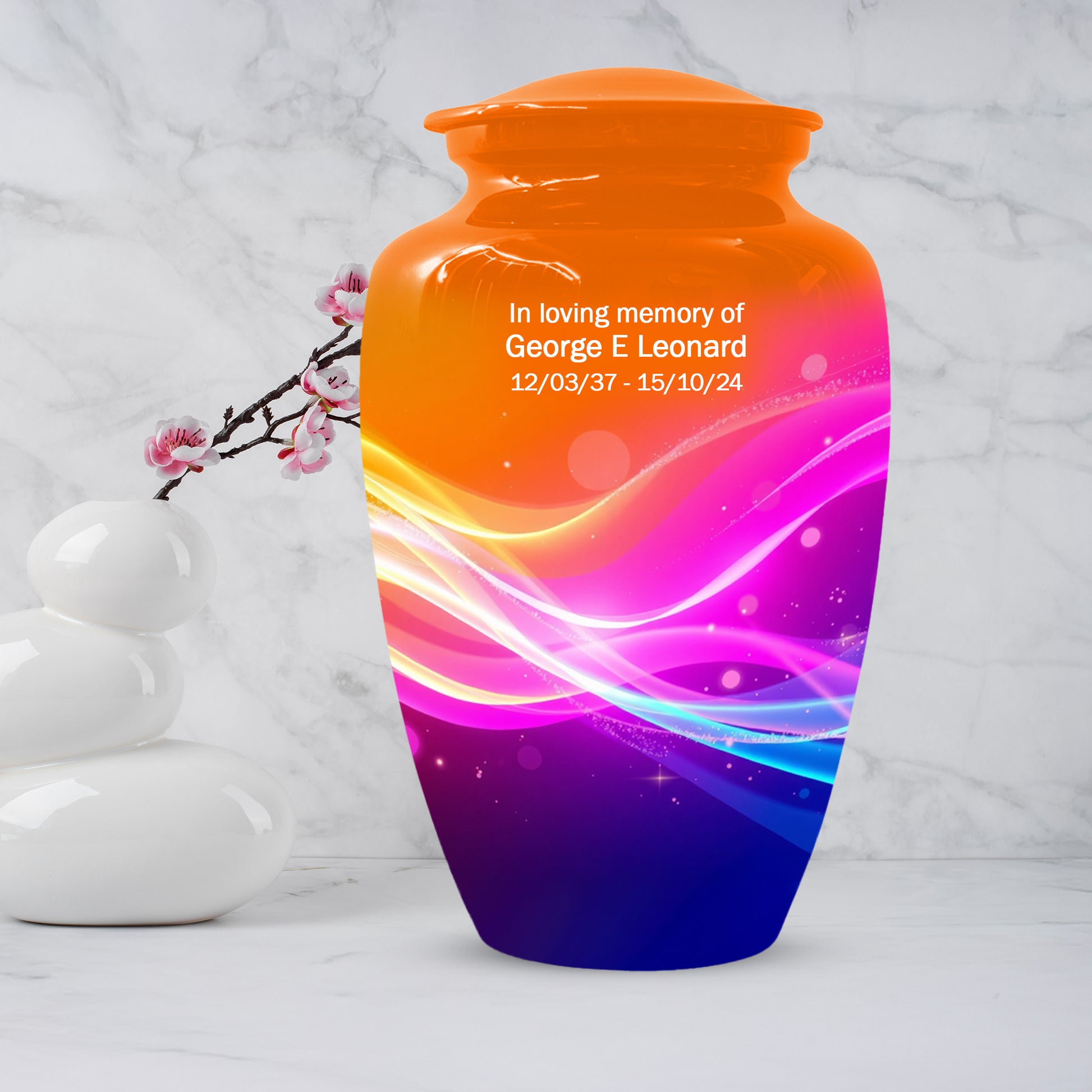 Modern Abstract Cremation Urn for Ashes – Colorful Adult Funeral Urns