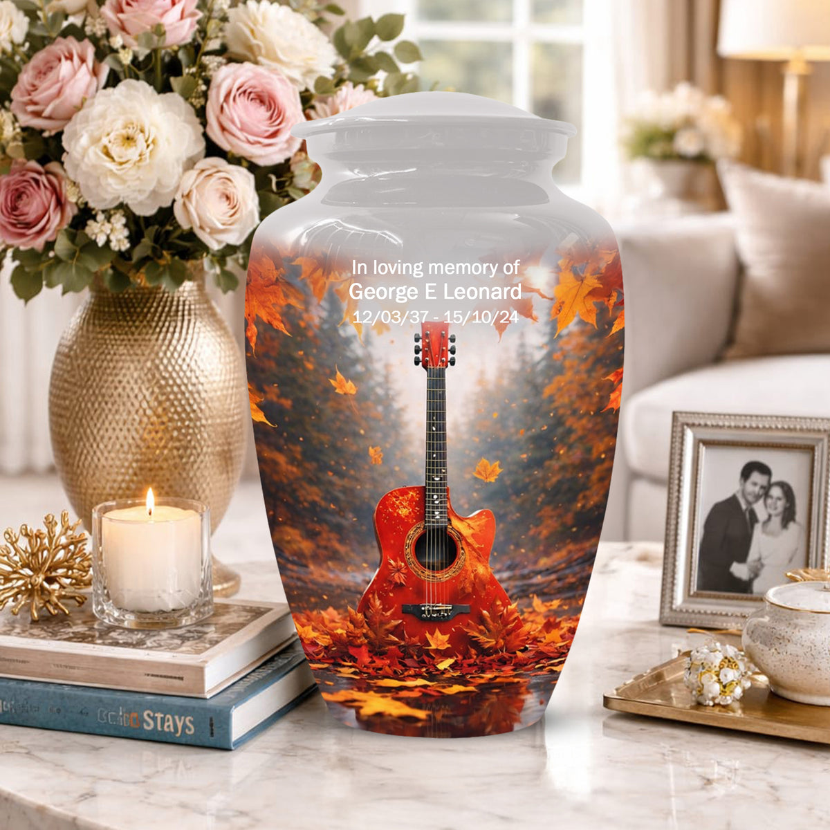 Guitar Memorial Urn for Mom - Music Keepsake Cremation Urns for Ashes