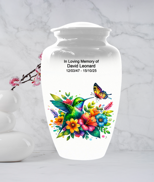 Personalized Hummingbird Cremation Urn for Human Ashes